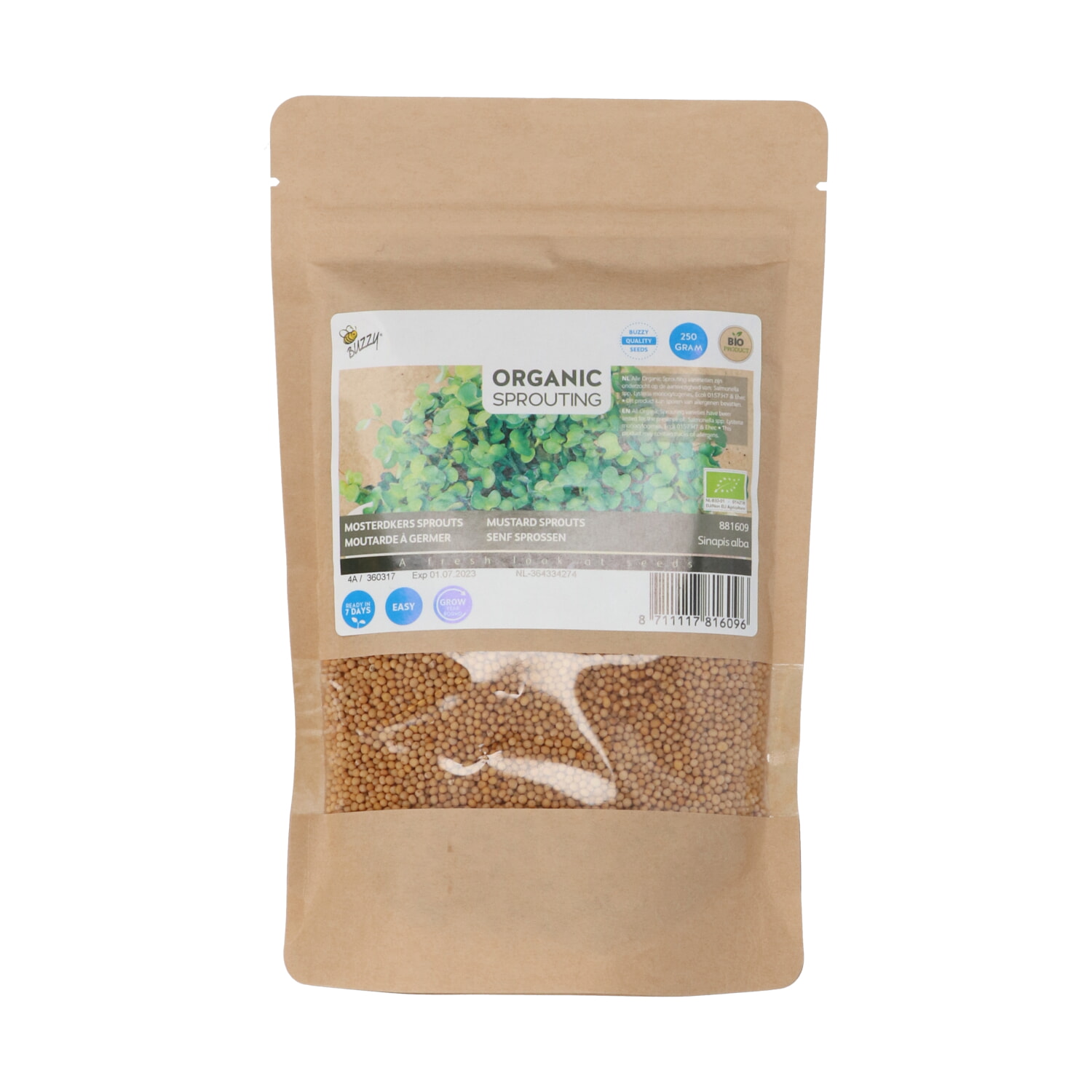 Buzzy Biologische Sprouting Mosterdkers 250g