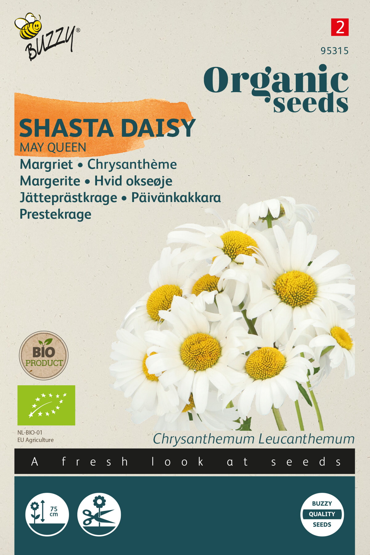 Buzzy Biologische Chrysanthemum Zaden Margriet May Queen