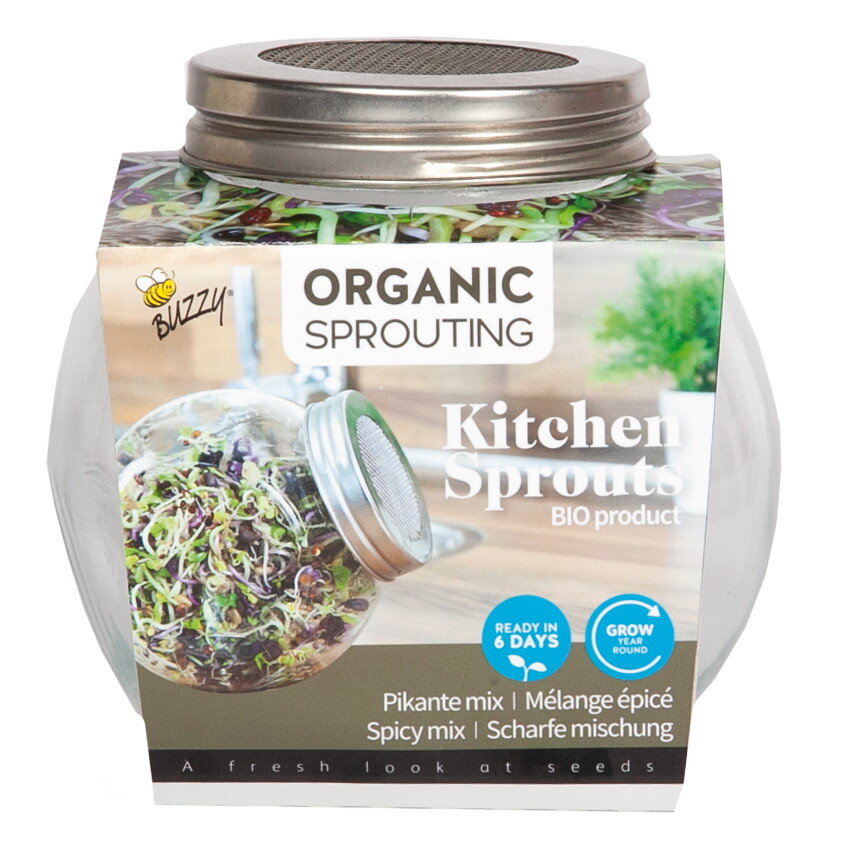 Buzzy Organic Sprouting Pikante Mix Met Glazen Pot